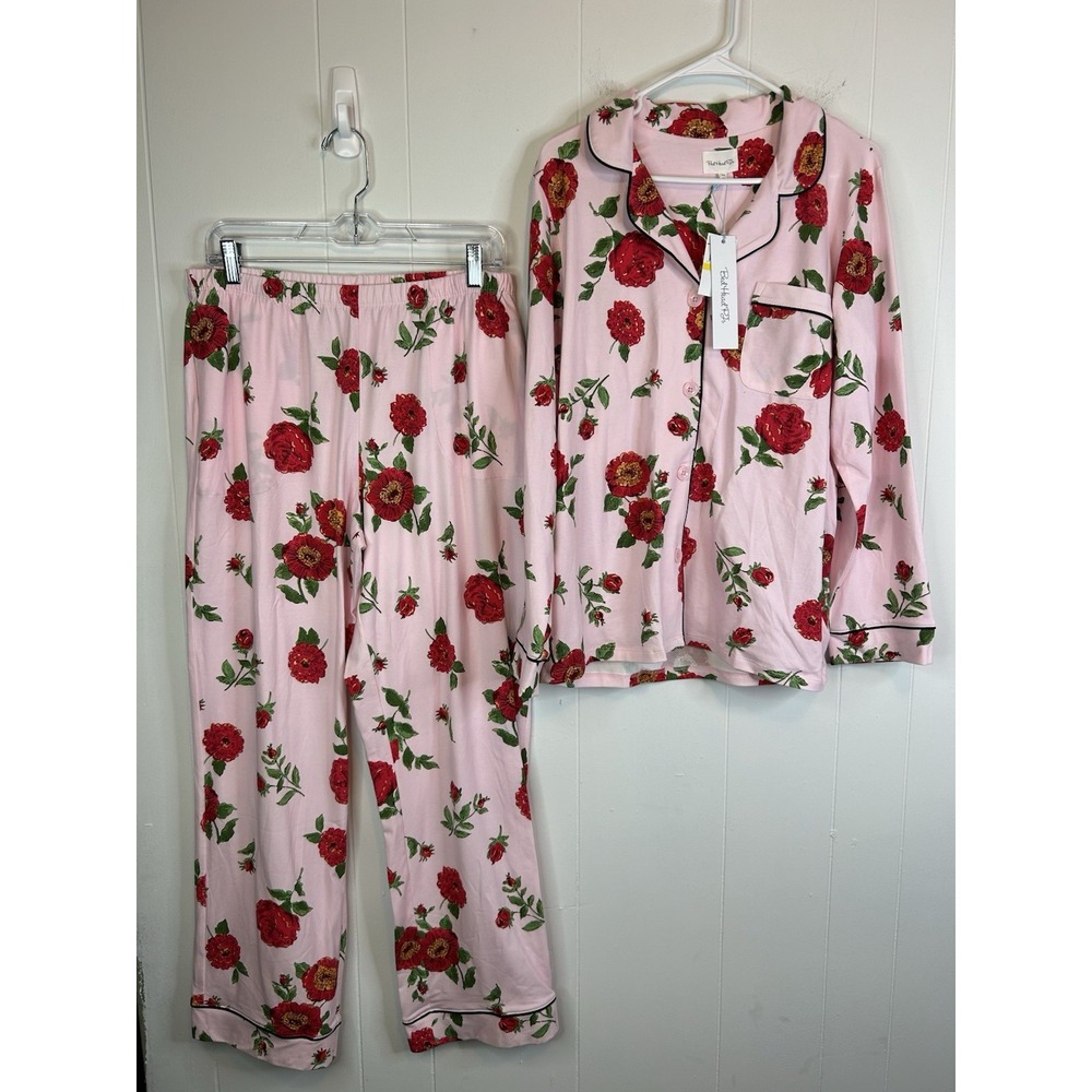Bedhead Pjs Women's Medium Two Piece Set Pink Floral New 358